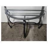 Glass Top Metal Console Table with Curved Base, 48 Inch Wide