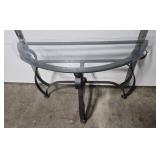 Glass Top Metal Console Table with Curved Base, 48 Inch Wide