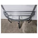 Glass Top Metal Console Table with Curved Base, 48 Inch Wide
