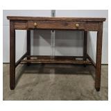 Wooden Writing Desk with Drawer and Vintage Chair Set
