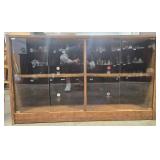 Wood Display Cabinet with Glass Sliding Doors 50x16x29 in