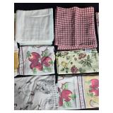 Assorted Kitchen Towel and Dishcloth Lot with Fruit and Chicken Designs