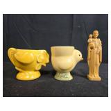 Collection of Decorative Teapots, Miniature Bird Cups, and Statuette Inc VTG Porcelier & Pottery Barn