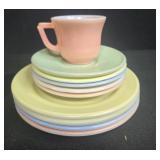 Williams-Sonoma Pantry Essentials Dinner Plates, Chicken Napkin Rings, Salt & Pepper Shakers, and Pastel Dish Set - display not inc