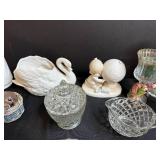 Collection of Vintage Glassware and Decorative Figurines
