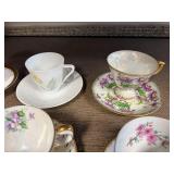 Collection of 6 Vintage Porcelain and Fine China Teacup and Saucer Sets Inc Rosina & Lefton
