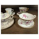 Collection of 6 Vintage Porcelain and Fine China Teacup and Saucer Sets Inc Rosina & Lefton