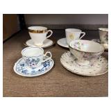 Collection of 6 Vintage Porcelain and Fine China Teacup and Saucer Sets Inc Rosina & Lefton