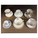 Collection of 6 Vintage Porcelain and Fine China Teacup and Saucer Sets Inc Rosina & Lefton
