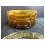 Set of Vintage Amber Depression Glass Dinner 9" Plates