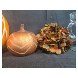 Halloween and Autumn Decor Set with Light-Up Jack-O-Lantern, Glass Candleholder, and Crystal Bowl