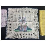 Set of Vintage and Modern Kitchen Linens with Chicken Print Cloth