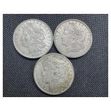 Three 1921 Morgan Silver Dollars - P-D-S.