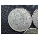 Three 1921 Morgan Silver Dollars - P-D-S.