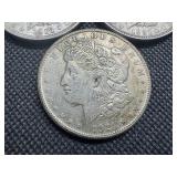 Three 1921 Morgan Silver Dollars - P-D-S.