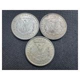 Three 1921 Morgan Silver Dollars - P-D-S.