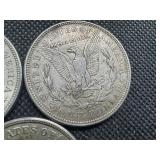 Three 1921 Morgan Silver Dollars - P-D-S.