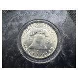 1959-D Brilliant Uncirculated Silver Franklin Half Dollar