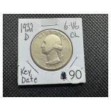 Key Date 1932-D Washington Quarter Marked G-V6 when Purchased PCGS price for a V6 is $85