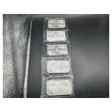 Five 2022 One Ounce .999 Silver Stacks & Bowers Bars