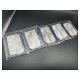 Five 2022 One Ounce .999 Silver Stacks & Bowers Bars