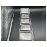 Five 2022 One Ounce .999 Silver Stacks & Bowers Bars