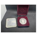 1991 Proof Canadian Commemorative Silver Dollar in Original Mint Box with COA