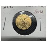 2015  BU $5.00 Gold Eagle (1/10 Ounce) of .999 Gold