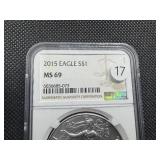 2015 1 Oz. Silver American Eagle PCGS MS69