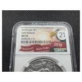2018 1 Oz. Silver American Eagle NGC MS70 Early Releases - Perfect Grade!