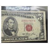 1953 red seal $5 bill