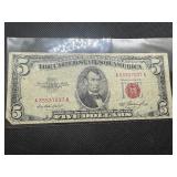 1953 red seal $5 bill