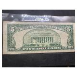 1953 red seal $5 bill
