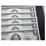 5 sequential $2 bills