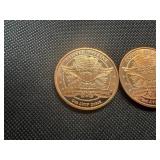 Two 2012 1 OZ Copper Rounds Panda Design