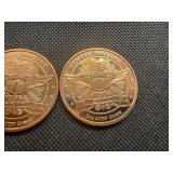 Two 2012 1 OZ Copper Rounds Panda Design