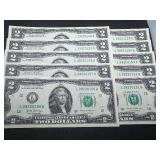 10 Sequential $2 bills