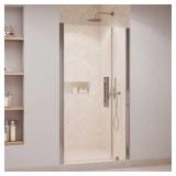 OVE Decors Pasadena 39 7/16 in. to 41 3/8 in. W x 72 in. H Pivot Alcove Frameless Shower Door in Satin Nickel