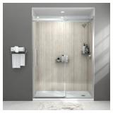 American Standard Passage 57 1/5 in. - 57 4/5 in. W x 72 in. H Sliding Frameless Shower Door in Silver with Clear Glass