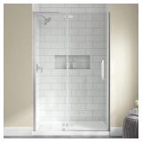 Home Decorators Collection Delaney 46 1/4 in. - 48 in. W x 74 in. H Pivot Frameless Shower Door in Brushed Nickel Finish with Clear Glass