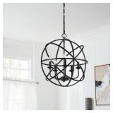 (4) Home Decorators Collection Sarolta Sands 5-Light Black Chandelier Light Fixture with Caged Globe Metal Shade