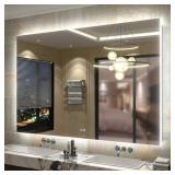 60 in. W x 40 in. H Rectangular Frameless Wall Bathroom Vanity Mirror Super Bright Backlited LED Anti-Fog Tempered Glass