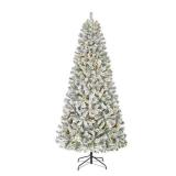 Home Accents Holiday 7.5 ft. Festive Mixed Pine Flocked LED Pre-Lit Artificial Christmas Tree T12