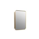 KOHLER Verdera 22 in. W x 34 in. H Rectangular Framed Moderne Brushed Gold Recessed/Surface Mount Medicine Cabinet with Mirror