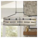 Gulliver Collection 38-1/2 in. Coastal 4-Light Graphite Coastal Linear Chandelier Light with Weathered Driftwood Frame