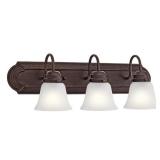 (2) KICHLER Independence 24 in. 3-Light Tannery Bronze Traditional Bathroom Vanity Light with Frosted Glass Shade