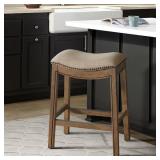 Williston 26 in. Rectangle Natural Backless Wood Counter Height Stool with Cushioned Seat
