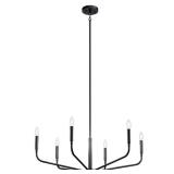 KICHLER Madden 32 in. 6-Light Black Modern Candle Chandelier for Dining Room