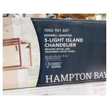 (2) Hampton Bay Boswell Quarter 34 in. 5-Light Brushed Nickel Farmhouse Linear Chandelier with Weathered Wood Accents