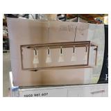 (2) Hampton Bay Boswell Quarter 34 in. 5-Light Brushed Nickel Farmhouse Linear Chandelier with Weathered Wood Accents